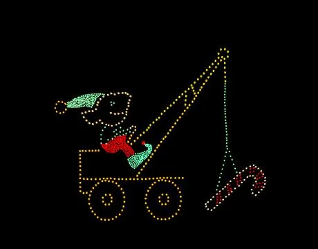 Elf lifting candy cane Stock Illustration