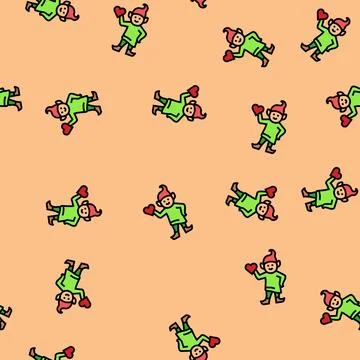 Elf little vector seamless pattern Stock Illustration