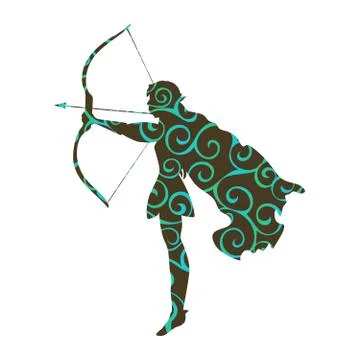 Elf pattern silhouette ancient mythology fantasy Illustration
