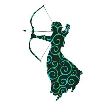 Elf pattern silhouette ancient mythology fantasy Illustration