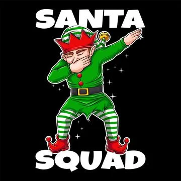 Elf santa squad dabbing dance t shirt design vector illustration Stock Illustration