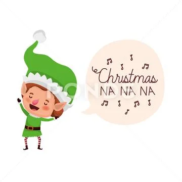 Elf with speech bubble about christmas avatar character Stock Illustration