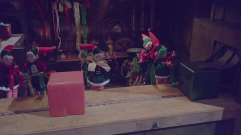 Elf workshop with gifts passing by in Schilliger in Gland Stock Footage 293480112