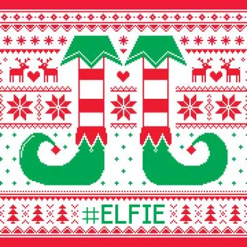 #Elfie, Elfie Christmas Seamless Pattern, Ugly Jumper Stock Illustration