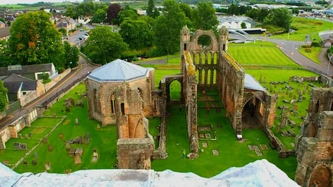 Elgin The Holy Trinity Cathedral on a rainy day Stock Footage 79418224
