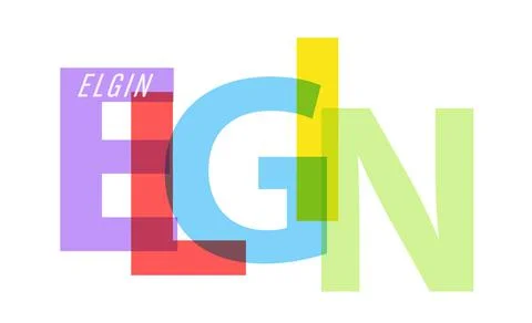 ELGIN. The name of the city on a white background. Vector design template for Stock Illustration