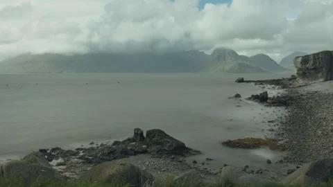 Elgol timelapse overlooking Elgol beach and the Cuillins Hills (Isle of Skye) Stock Footage 344880058