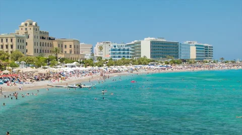 Eli Beach in Rhodes Greece Stock Footage 67591307
