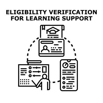 Eligibility verification for learning support program process Illustrazione stock
