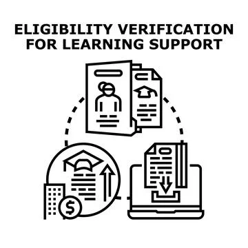 Eligibility verification for learning support program Stockillustratie