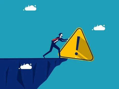 Eliminate errors. businessman leaves a warning sign. business concept vector  Stock Illustration