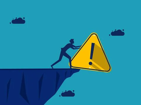 Eliminate errors. businessman leaves a warning sign. business concept vector  Stock Illustration
