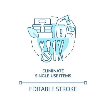 Eliminate single-use items turquoise concept icon Stock Illustration