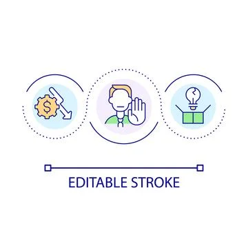 Eliminate unprofitable products loop concept icon Stock Illustration