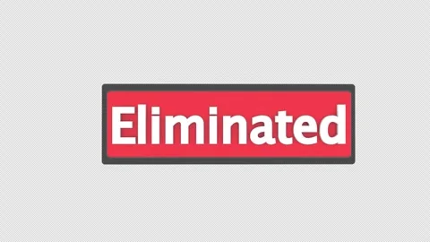 ELIMINATED text button icon 3d animation video with alpha channel Stock Footage 302967039