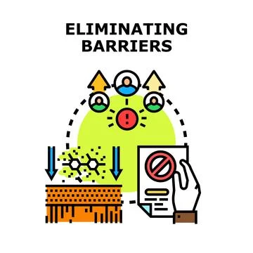 Eliminating barriers concept resolving obstacles and problems Stockillustratie