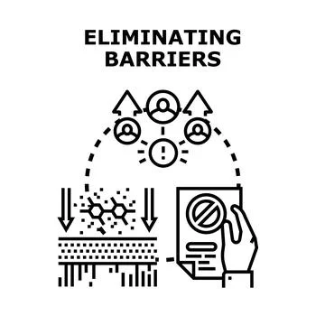 Eliminating barriers concept resolving obstacles and problems Stock Illustration