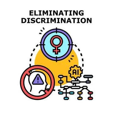 Eliminating discrimination achieving gender equality artificial intelligenc.. Stock Illustration