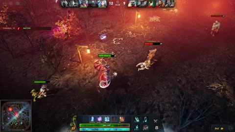 Eliminating the rival boss in the multiplayer esports fake video game tournament 스톡 동영상 292644573