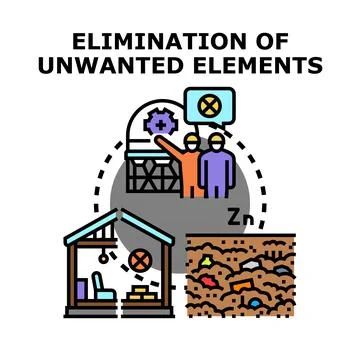 Eliminating unwanted elements from raw materials process Stock Illustration