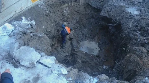 Elimination of an accident on the water supply system Stock Footage 150963793