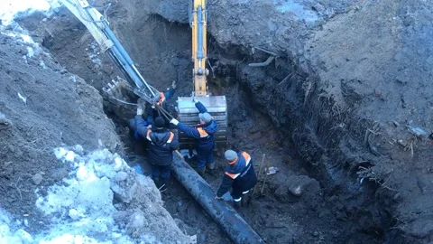 Elimination of an accident on the water supply system Stock Footage 150964487