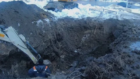 Elimination of an accident on the water supply system Stock Footage 150964624