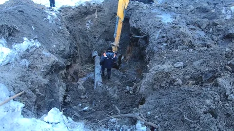 Elimination of an accident on the water supply system Stock Footage 150964673