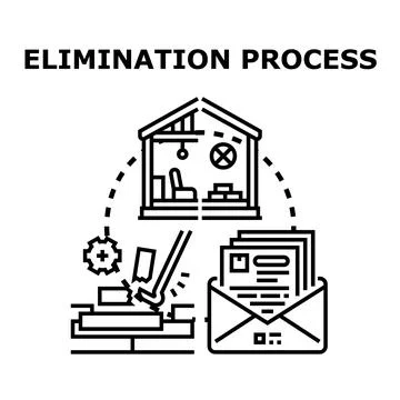 Elimination process selecting candidates and removing obstacles Stock Illustration