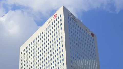 Elior logo on the Tour Egee tower in La Defense district in Paris France Stock Footage 195313824