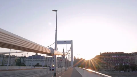 Elisabeth Bridge at dawn, Budapest Stock Footage 90689178