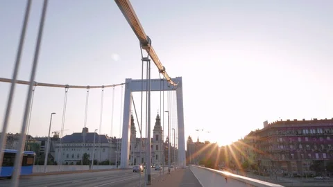 Elisabeth Bridge at dawn, Budapest Stock Footage 90689653