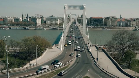 Elisabeth Bridge at rush hour Stock Footage 74240108