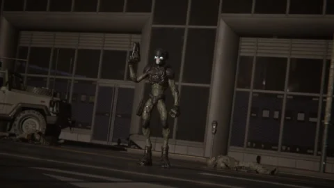 Elite alien forces are killed in a futuristic scene Stock Footage 288969623