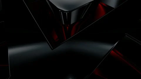 Elite Background with Black Figures, Reflection, Shapes, 3D Render, Exclusive Stock Footage 269184162