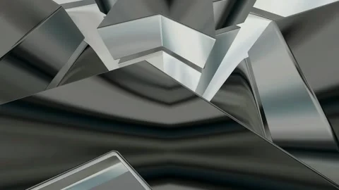 Elite Background with Silver Figures, 3D Render, Shapes, Reflection, Exclusive Stock Footage 269184523