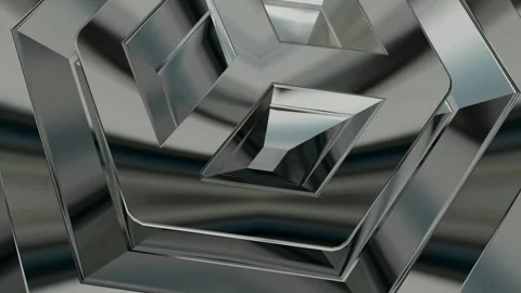 Elite Background with Silver Figures, Reflection, Shapes, 3D Render, Exclusive Stock Footage 269184308