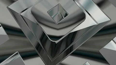 Elite Background with Silver Figures, Reflection, Exclusive, Shapes, 3D Render Stock Footage 269184317