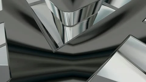 Elite Background with Silver Figures, Reflection, Exclusive, 3D Render, Shapes Stock Footage 269184318
