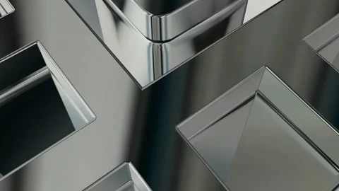 Elite Background with Silver Figures, Shapes, Reflection, Exclusive, 3D Render Stock Footage 269184242