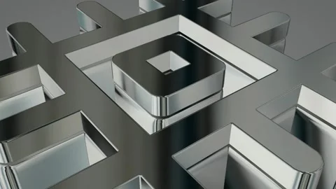 Elite Background with Silver Figures, Shapes, 3D Render, Reflection, Exclusive Stock Footage 269184276
