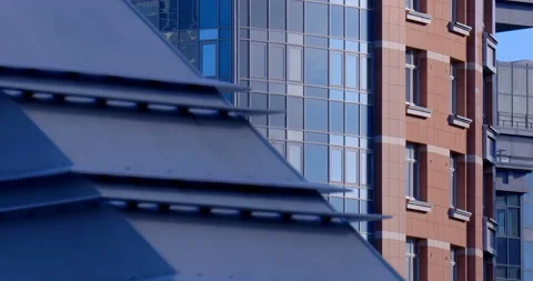 Elite building of modern architecture glazed with blue glass Stock Footage 119605245