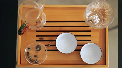 Elite Chinese white tea. tea set for chinese tea ceremony. Stock Footage 220341717