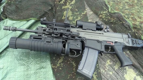 Elite of the Czech Army with a modern weapon with the assault rifle BREN 805 CZ Stock Footage 90442907