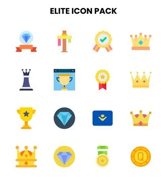 Elite Flat Graphics Icons Pack Stock Illustration