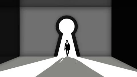 Elite hacker entering a room Stock Illustration