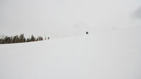 Elite monoskier cruising down mountain ski trail Stock Footage 113199415