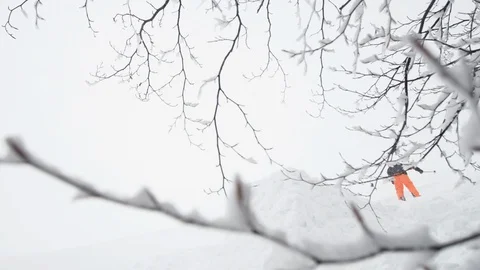 Elite skier jumping backwards off a trailside jump into powder snow Stock Footage 113220250