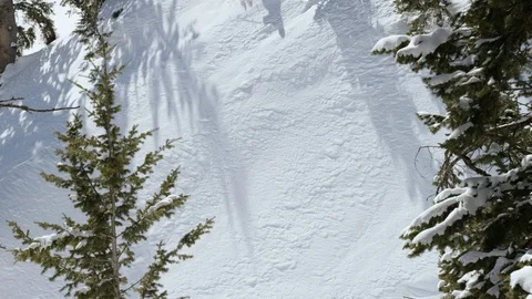 Elite skier rolling down the snow covered mountain slope Stock Footage 116746419