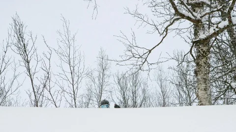Elite skier skiing during snowfall Stock Footage 116786675